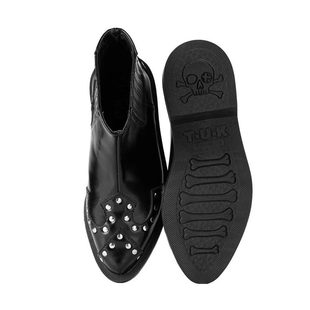 T.U.K. Black Studded Jam Boots Pointed Ankle Boot Silver Studs Women’s 10 - Picture 2 of 11